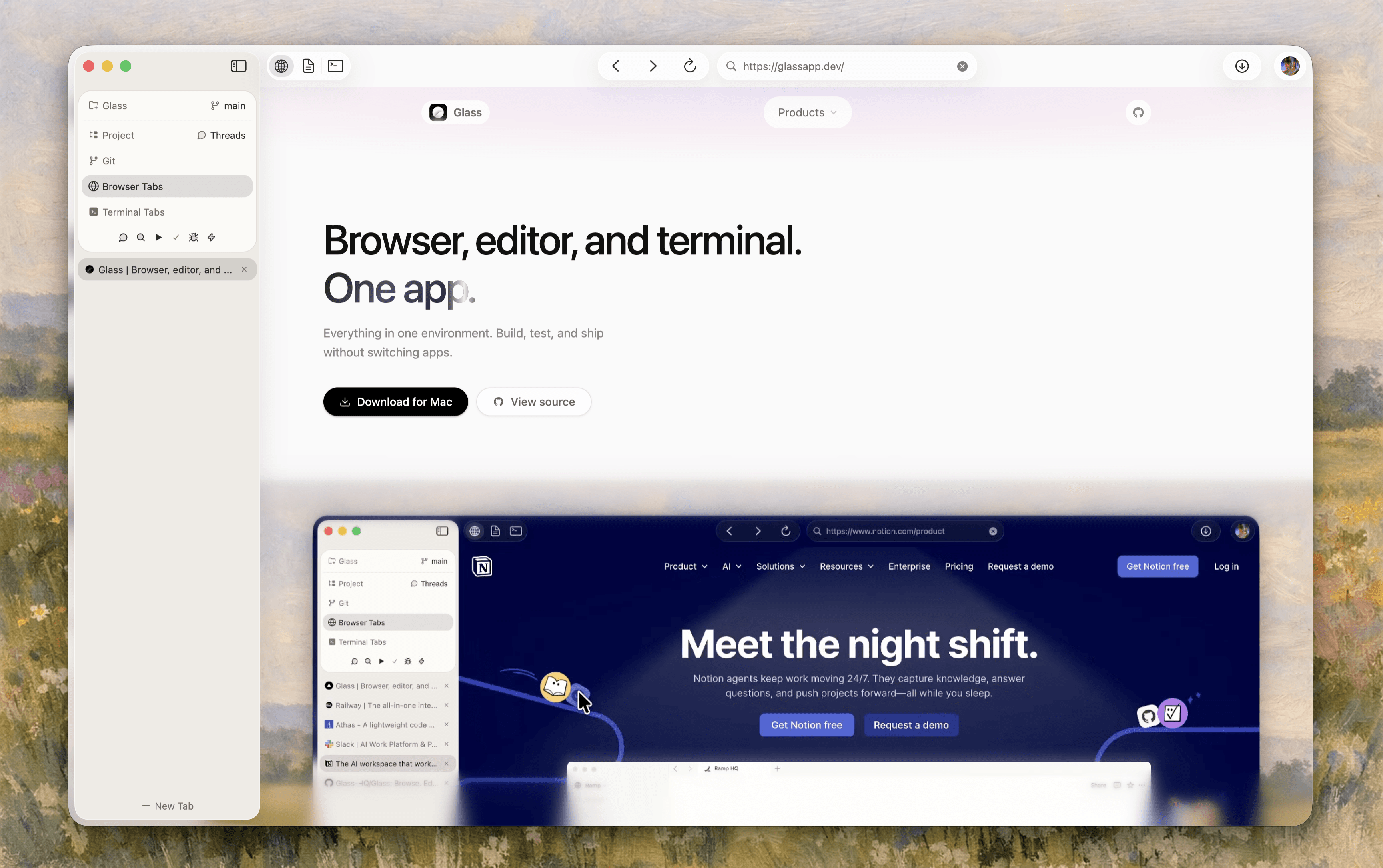 Glass - built-in browser