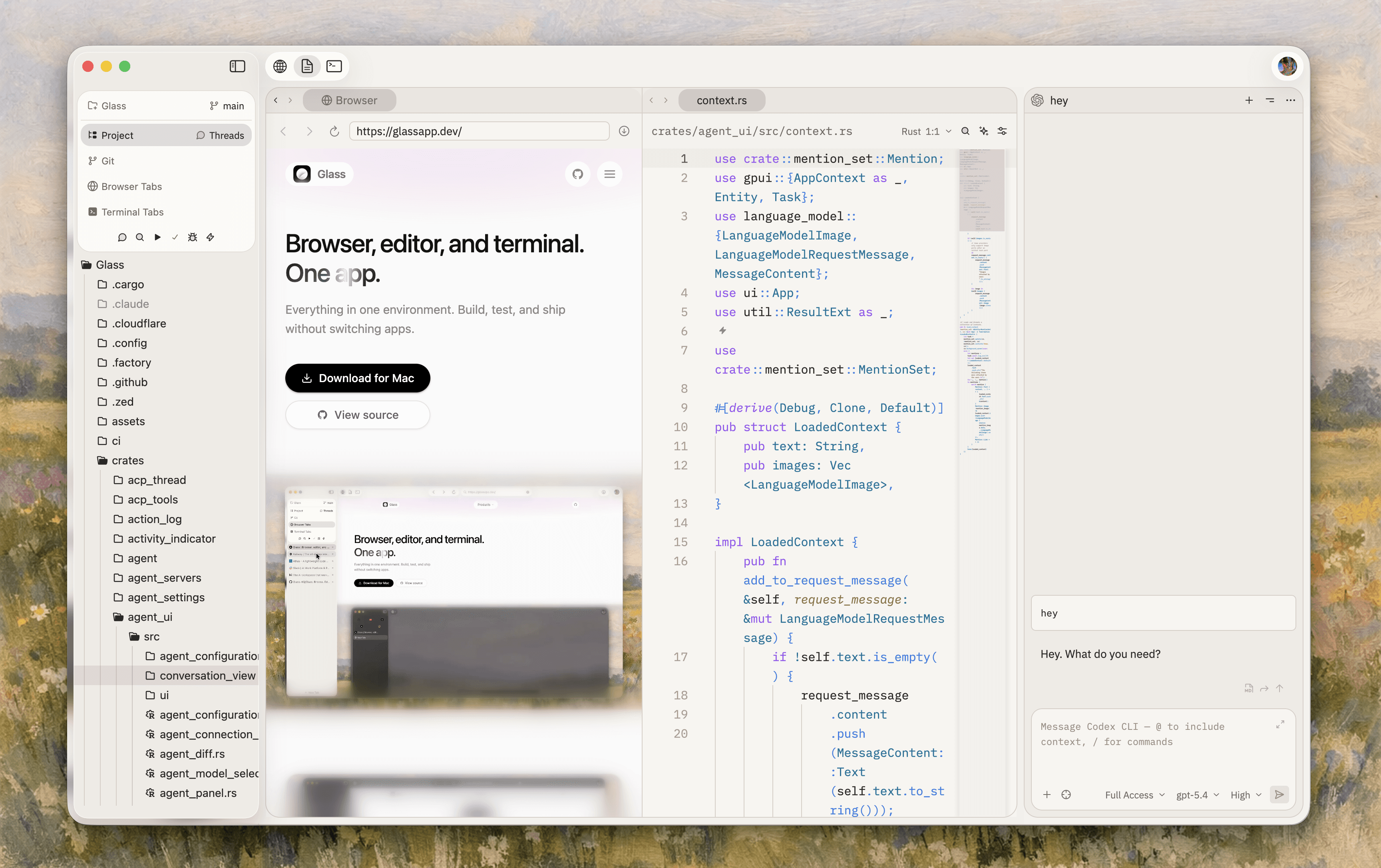 Glass - integrated code editor